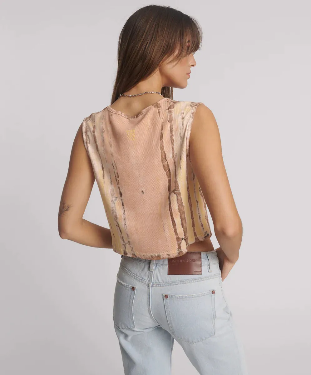 One Teaspoon - Gloria Tropical V-Front Rib Tank Top - Yellow