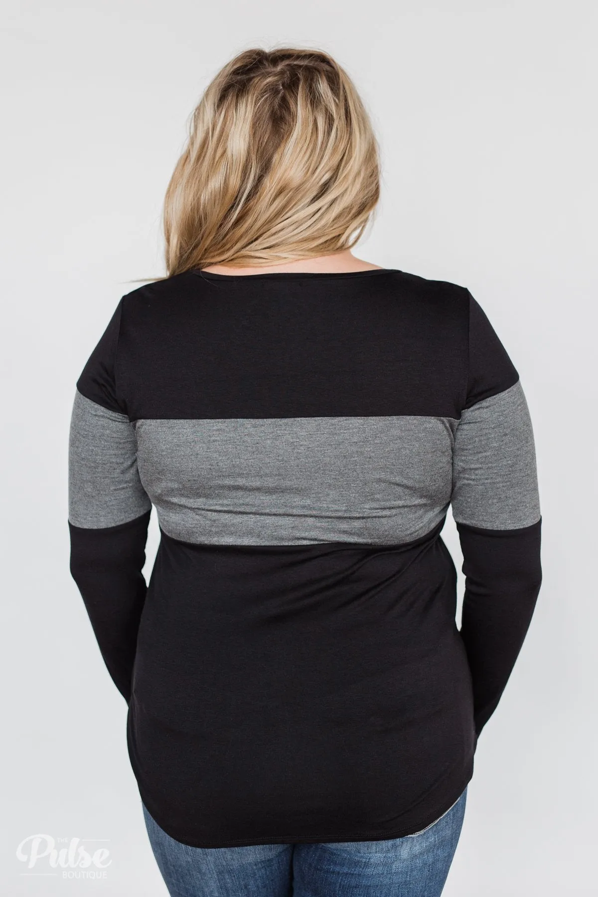One Way Ticket Color Block Top- Black & Charcoal