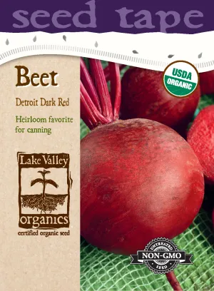 Organic Detroit Dark Red Beets - 6' Seed Tape