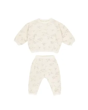ORGANIC Waffle Slouch Set || Blue Ditsy