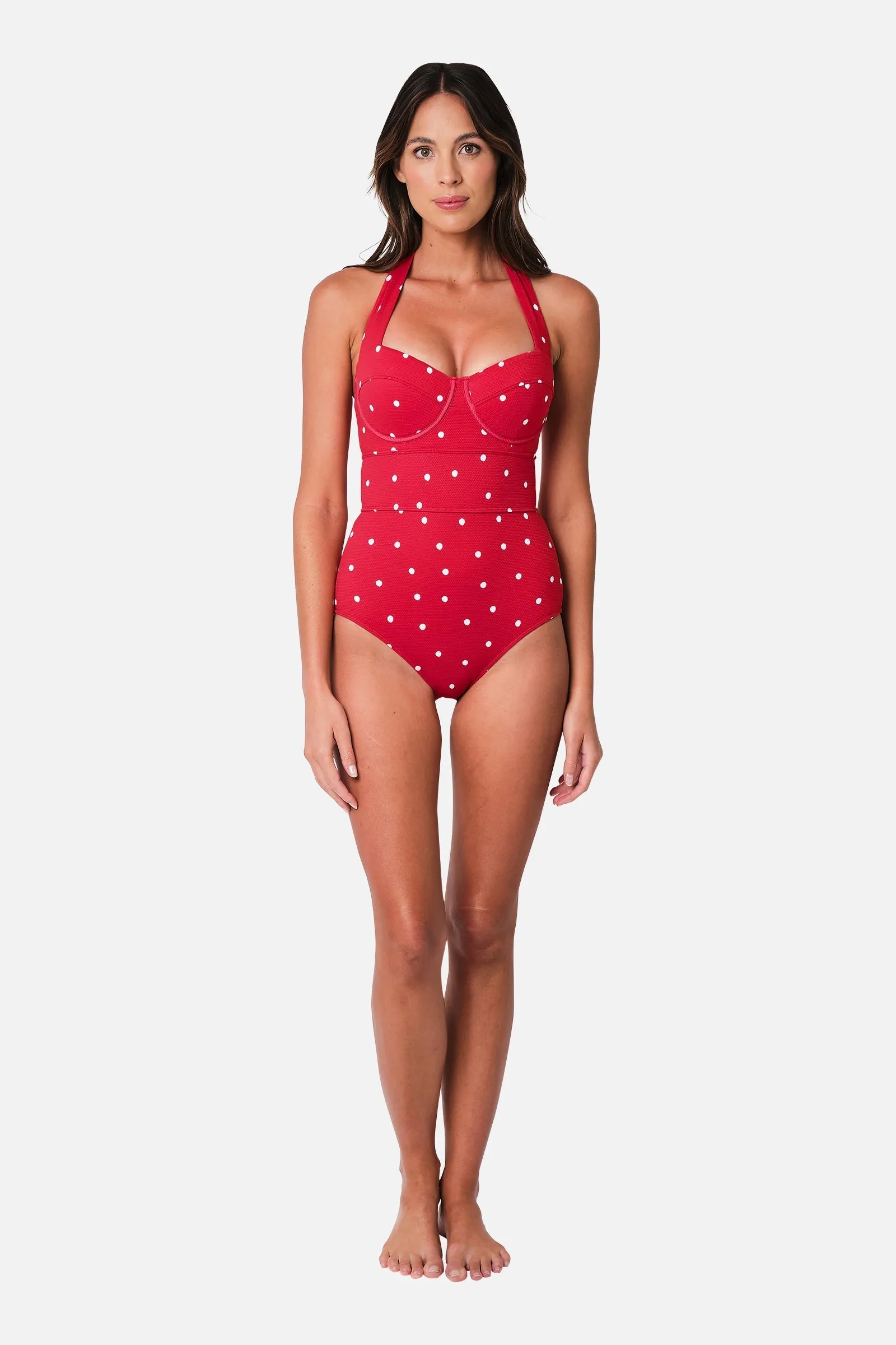 Original Bustier Balconette One Piece POLKA ROUGE TEXTURE