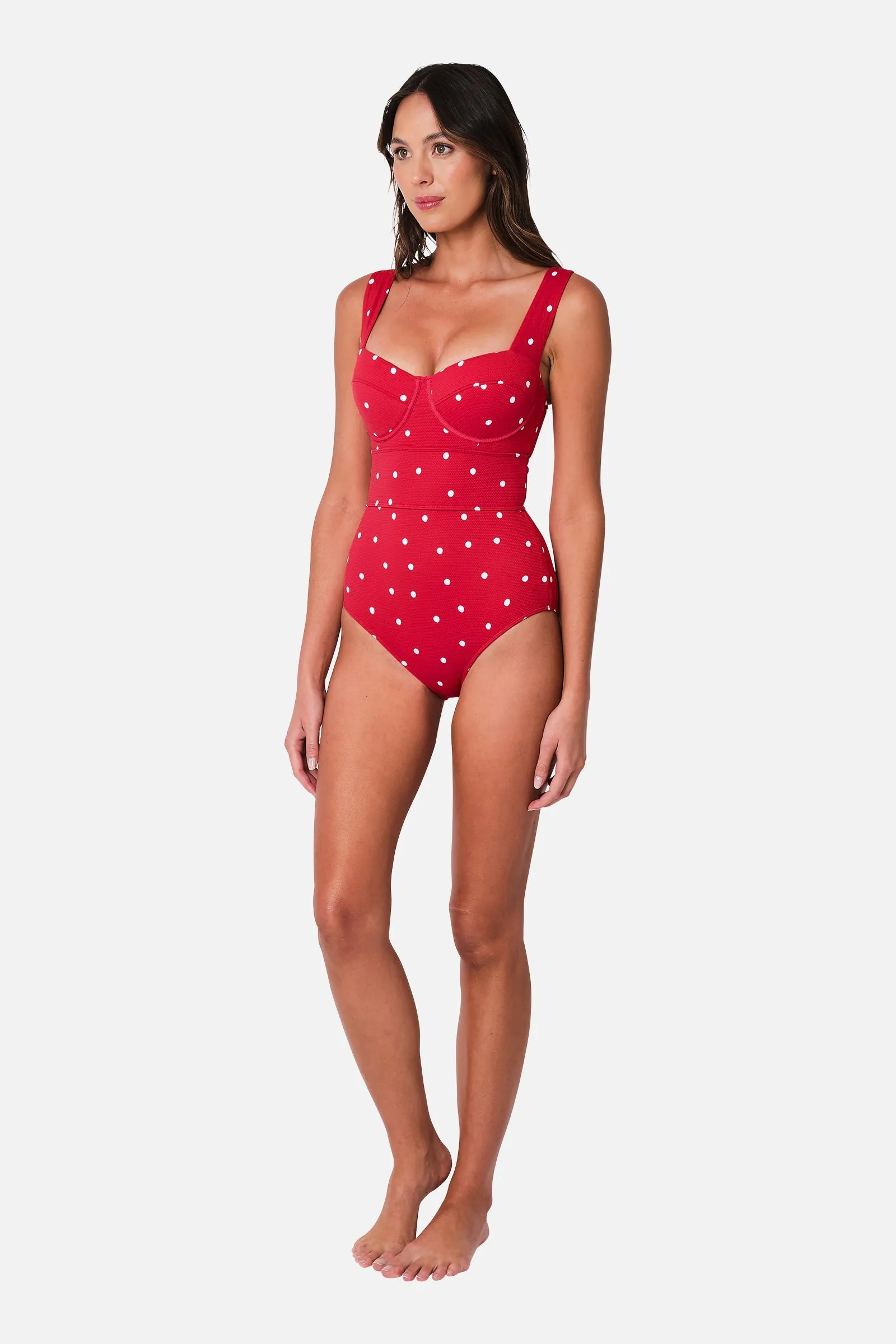 Original Bustier Balconette One Piece POLKA ROUGE TEXTURE