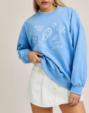 Oversized Crewneck Long Sleeve Sea Sweatshirt