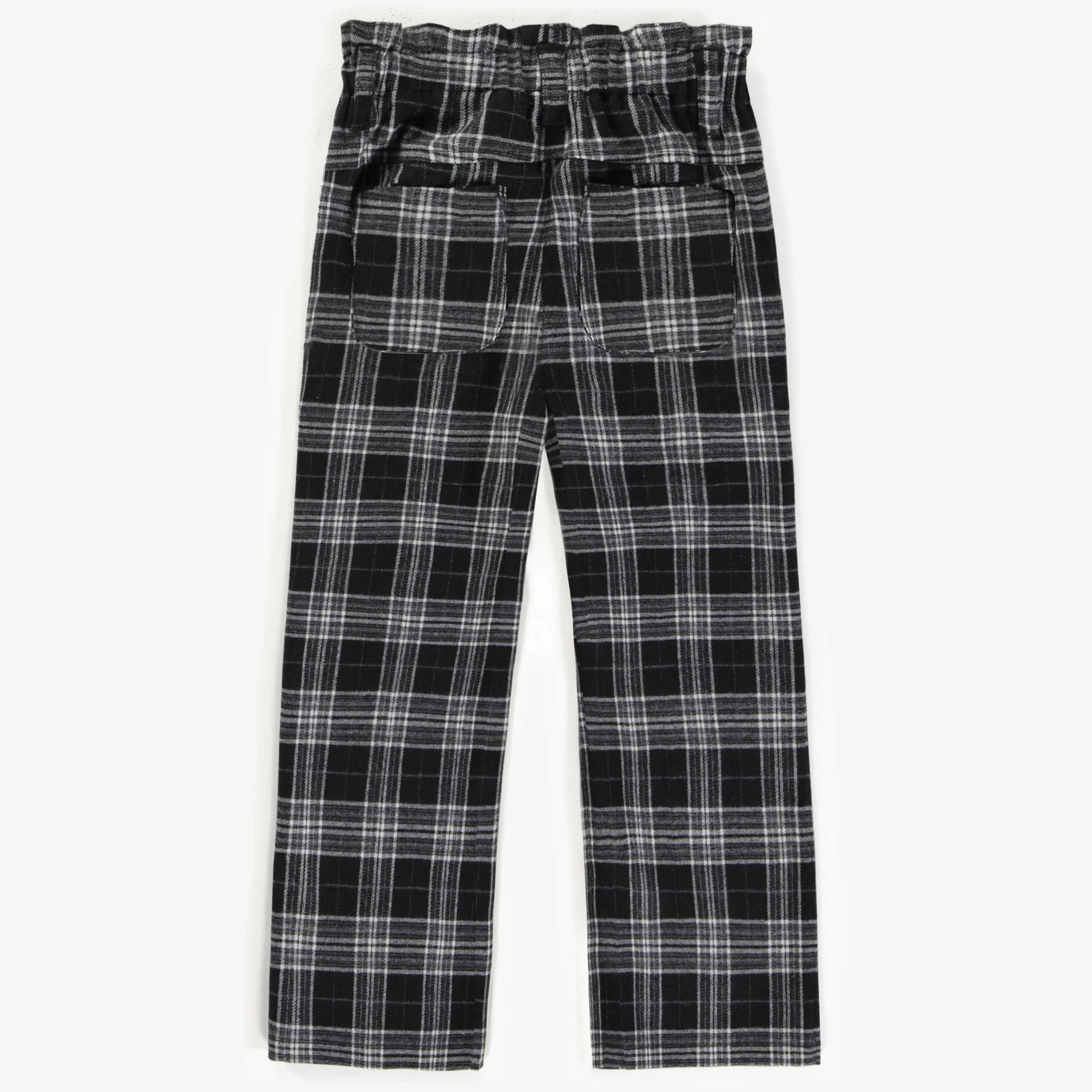 Pantalon noir à carreaux avec jambes larges, enfant || Black pants with white checks with wide legs, child