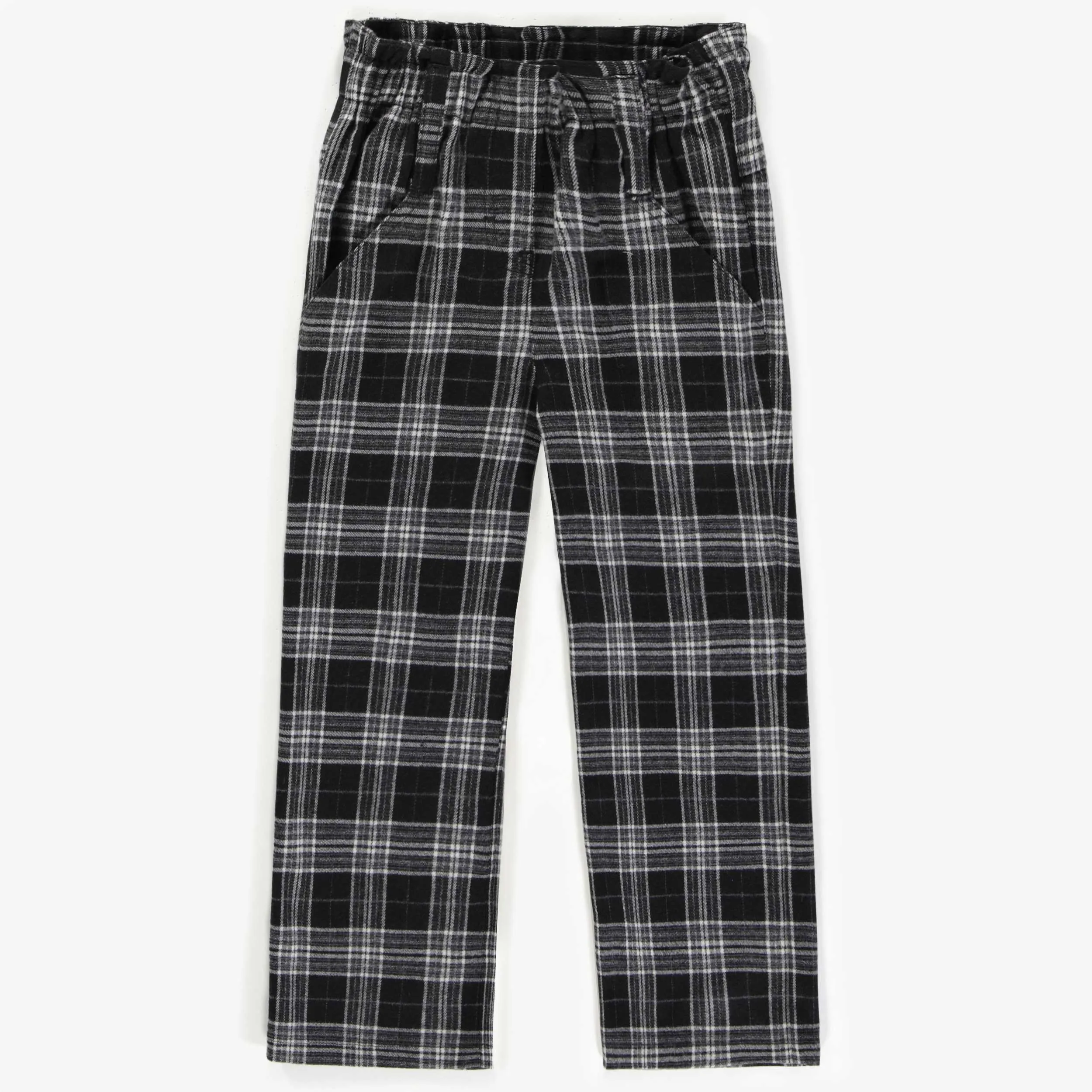Pantalon noir à carreaux avec jambes larges, enfant || Black pants with white checks with wide legs, child