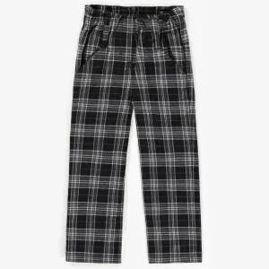 Pantalon noir à carreaux avec jambes larges, enfant || Black pants with white checks with wide legs, child