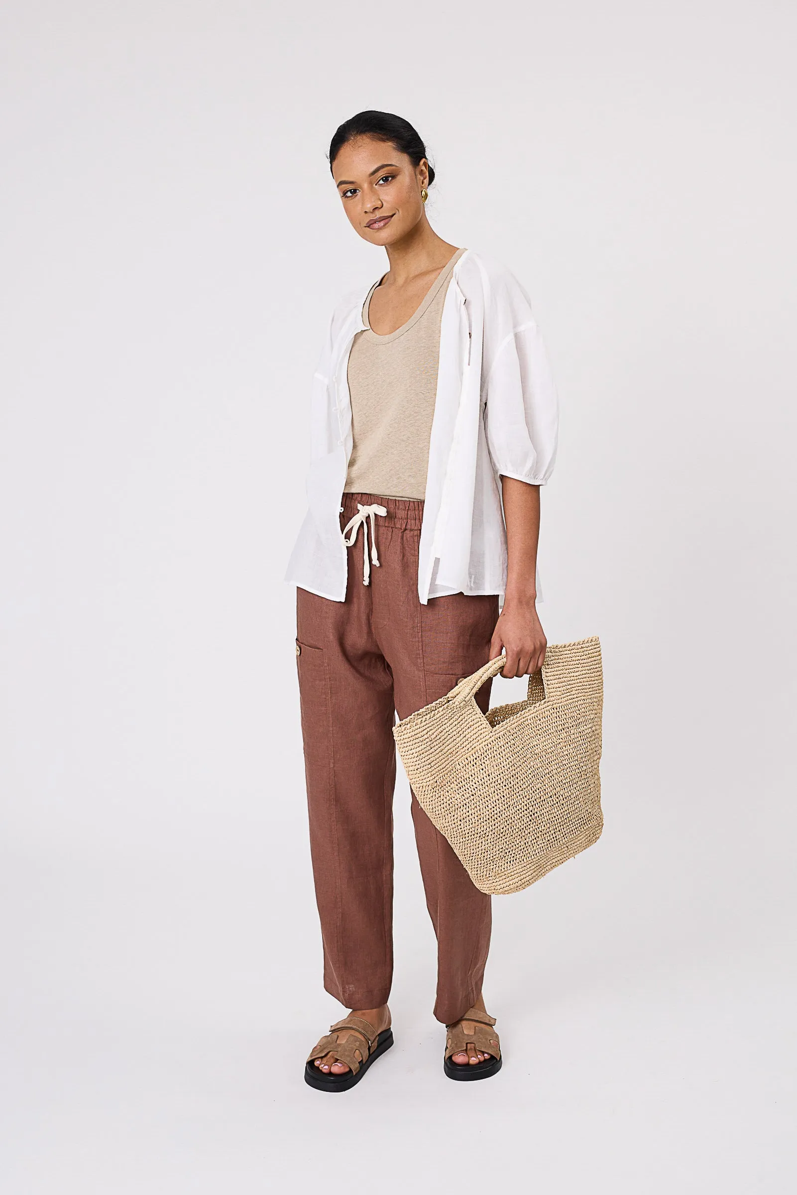 Paradise Linen Pant - Burnt Umber