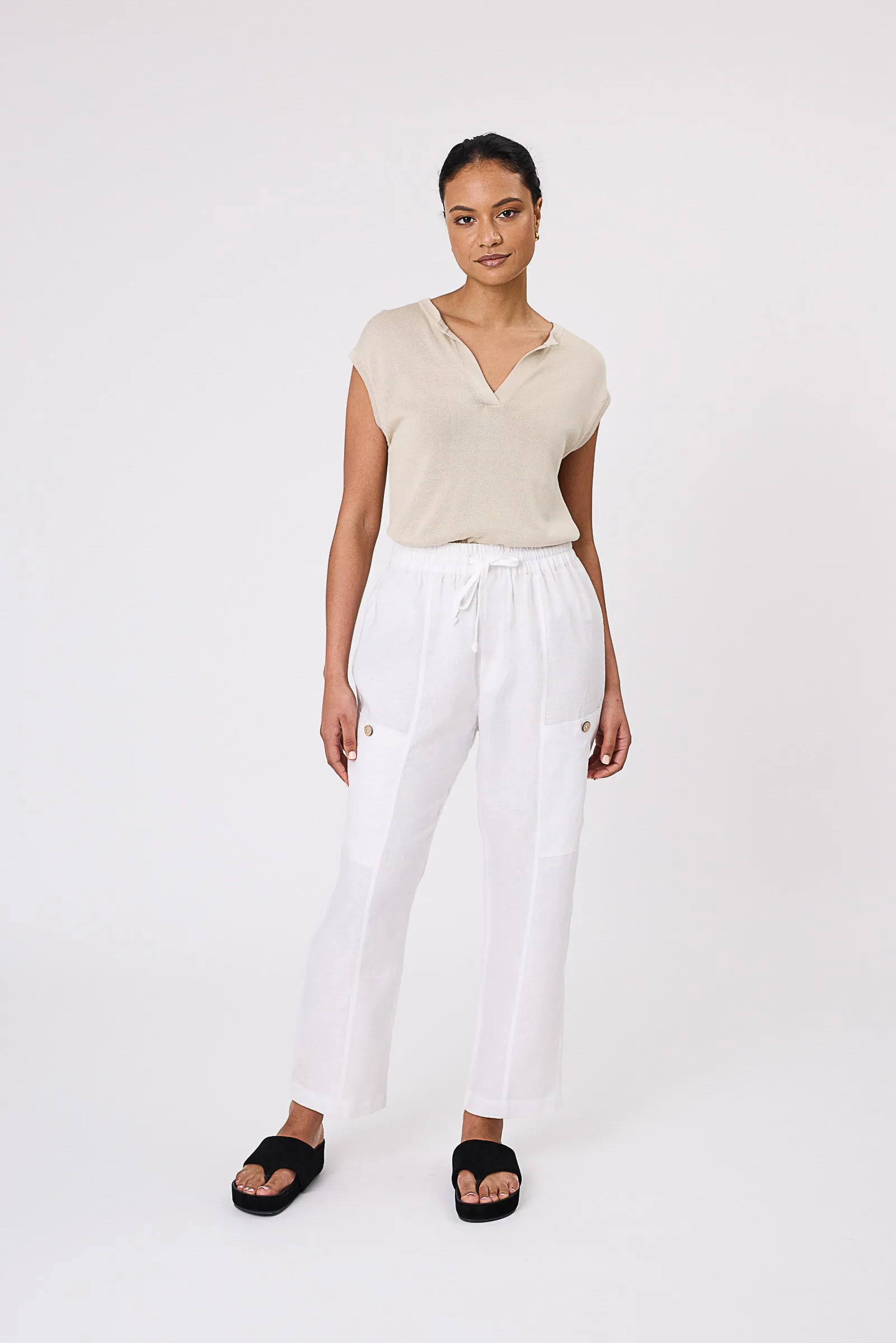 Paradise Linen Pant - White