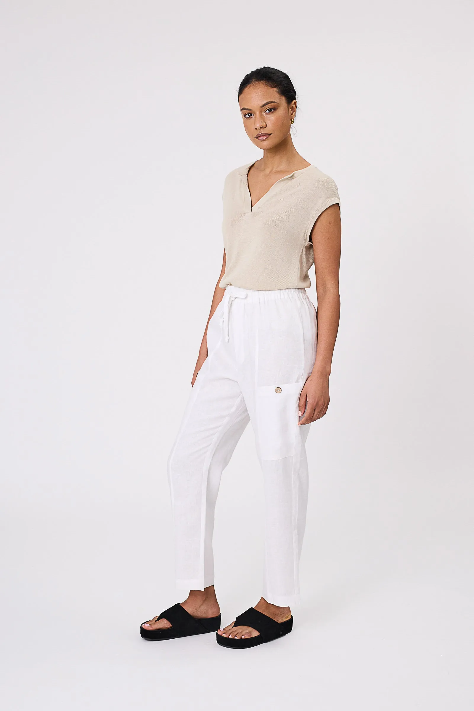 Paradise Linen Pant - White
