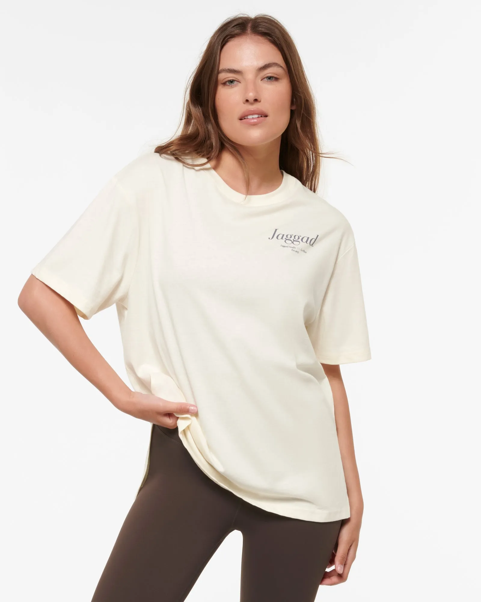 PARK RIDGE OVERSIZED SPLIT HEM TEE SWAN WHITE