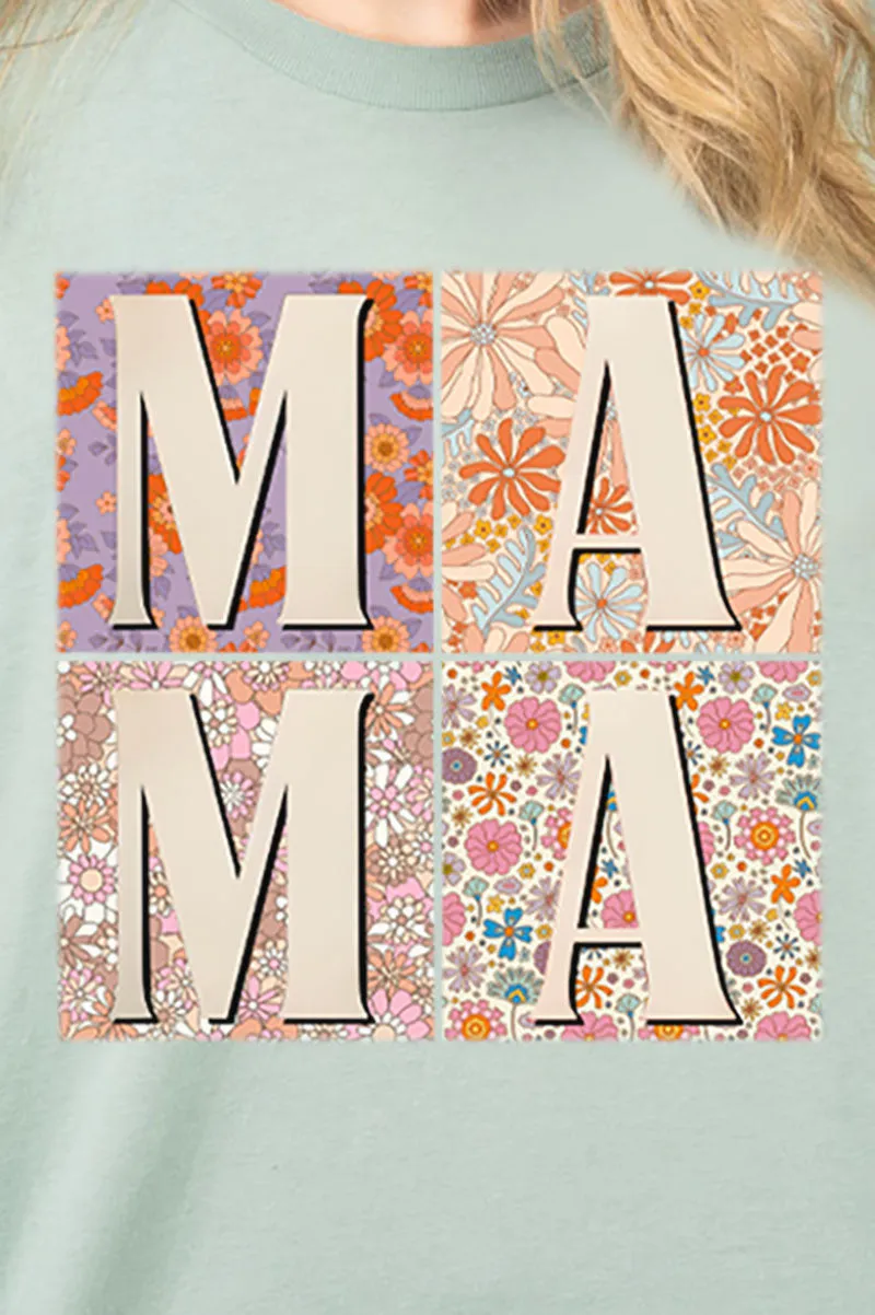 Patchwork Floral Mama Combed Cotton T-Shirt