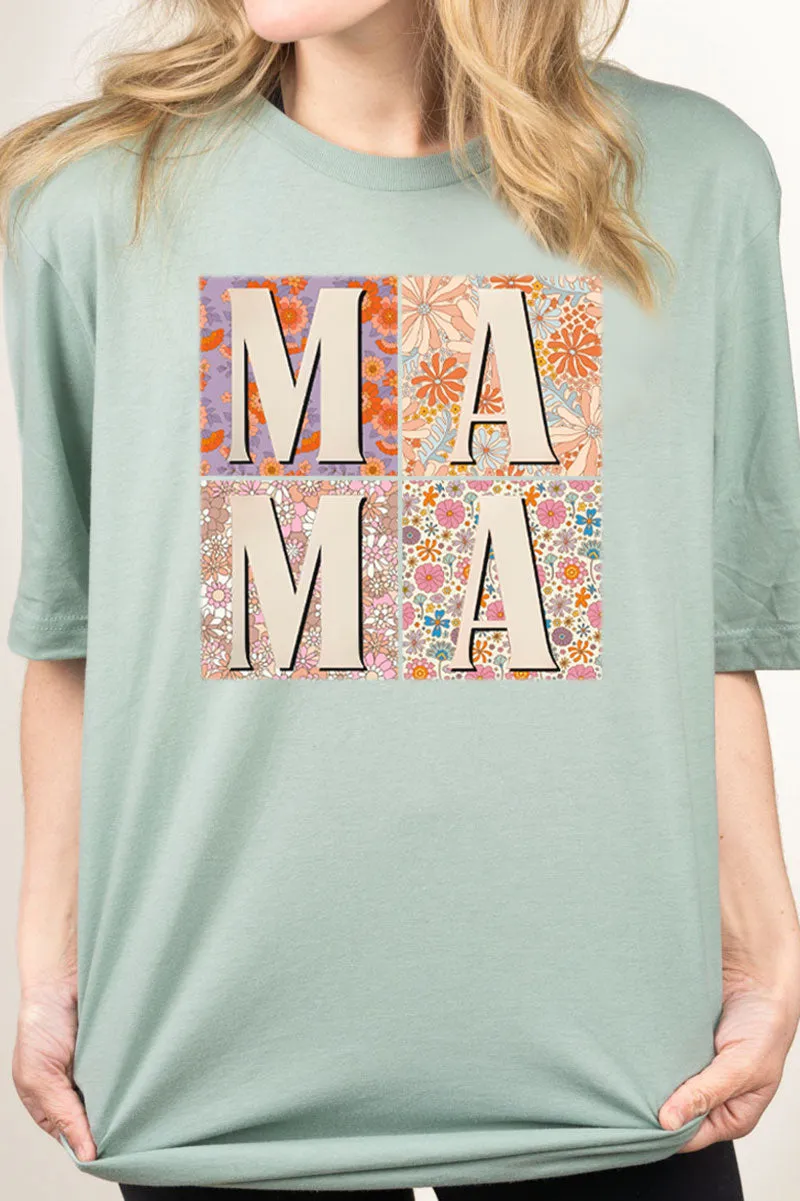 Patchwork Floral Mama Combed Cotton T-Shirt