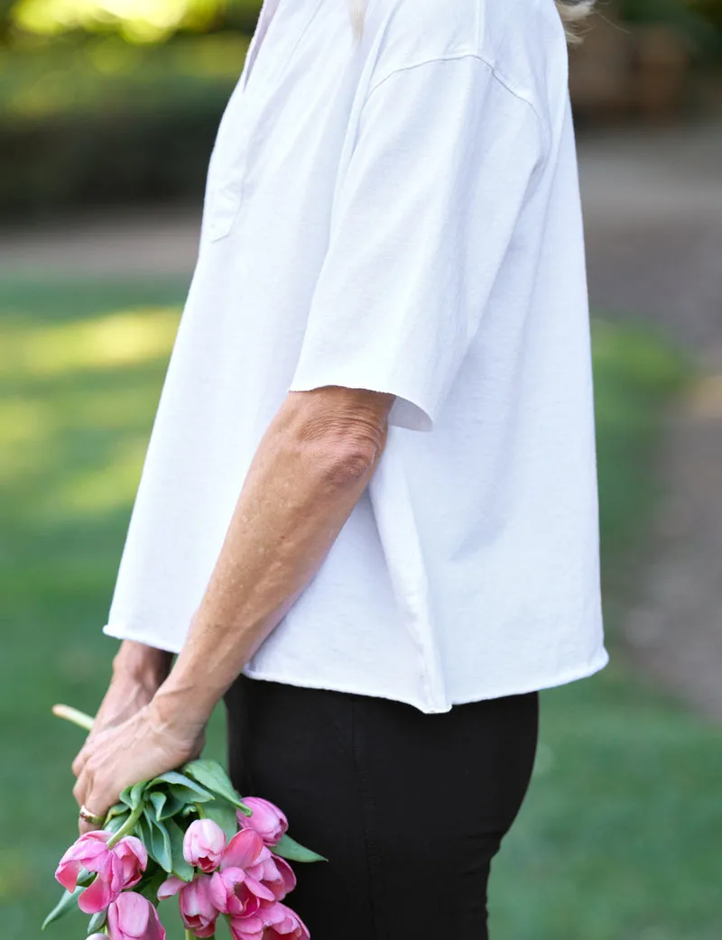 Patty - Short-Sleeve Popover Henley White