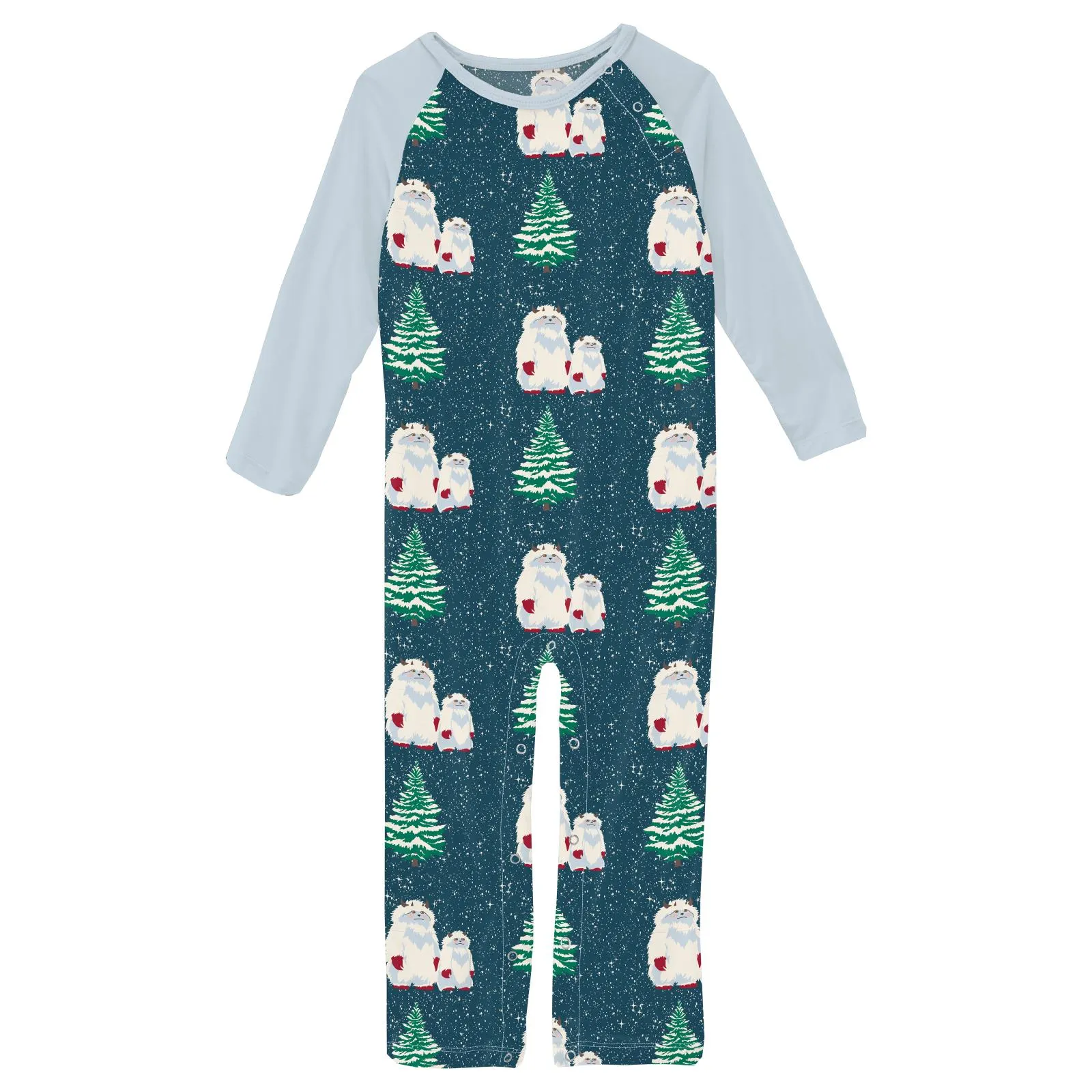 Peacock Yeti Raglan Romper- Holiday
