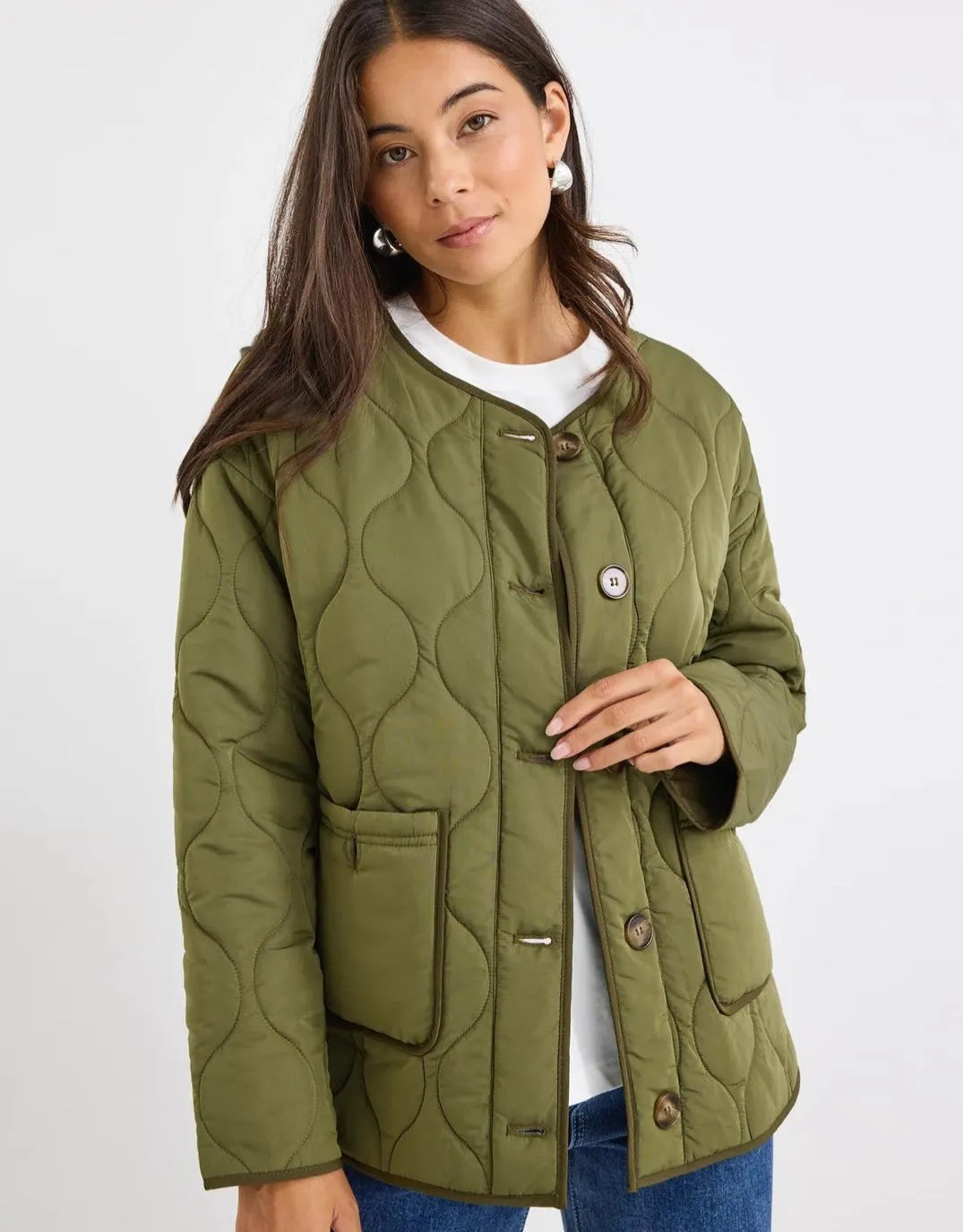 Peak Quilted Jacket - Khaki
