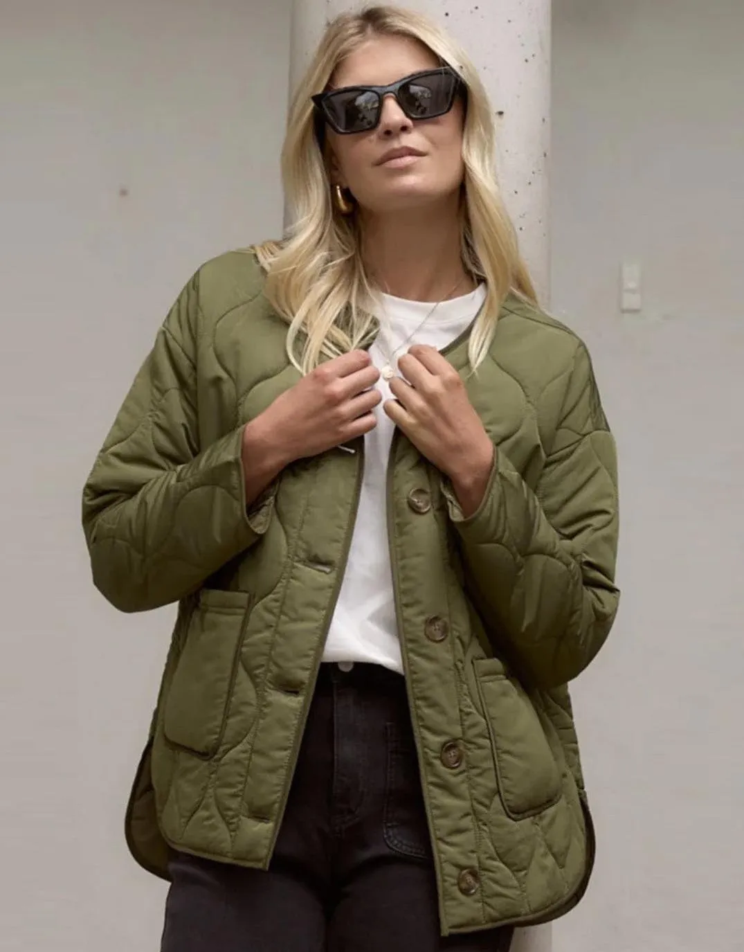 Peak Quilted Jacket - Khaki