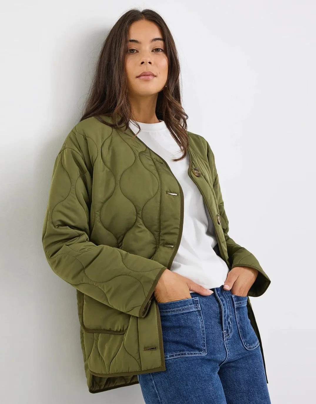 Peak Quilted Jacket - Khaki