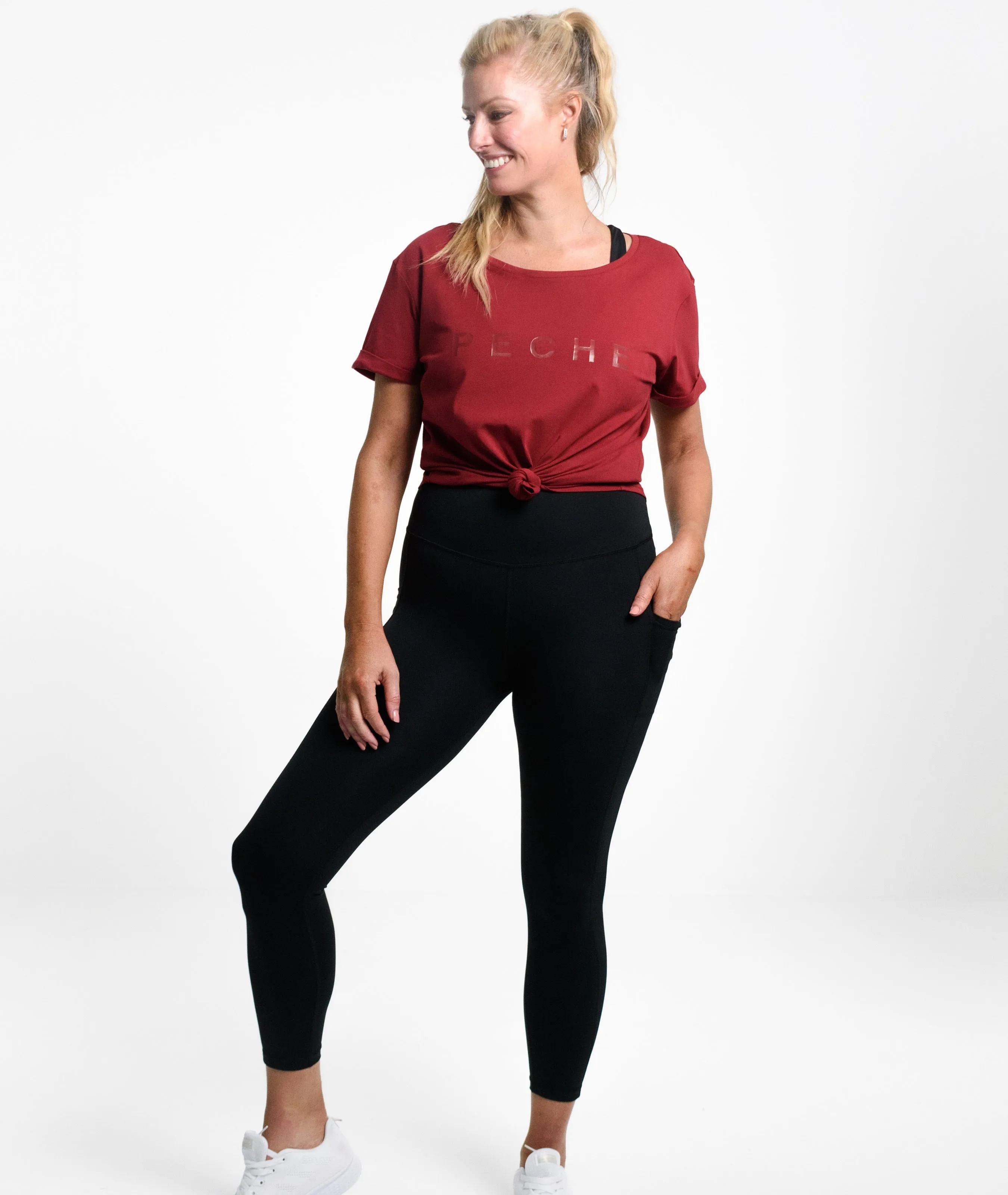 Perky Scoop Hem T-Shirt - Deep Red