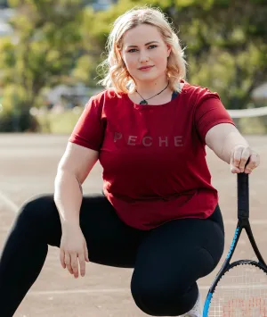 Perky Scoop Hem T-Shirt - Deep Red