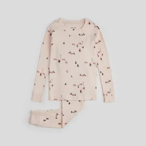 Petit Lem - Pond Skating Print PJ Set - Silver Peony