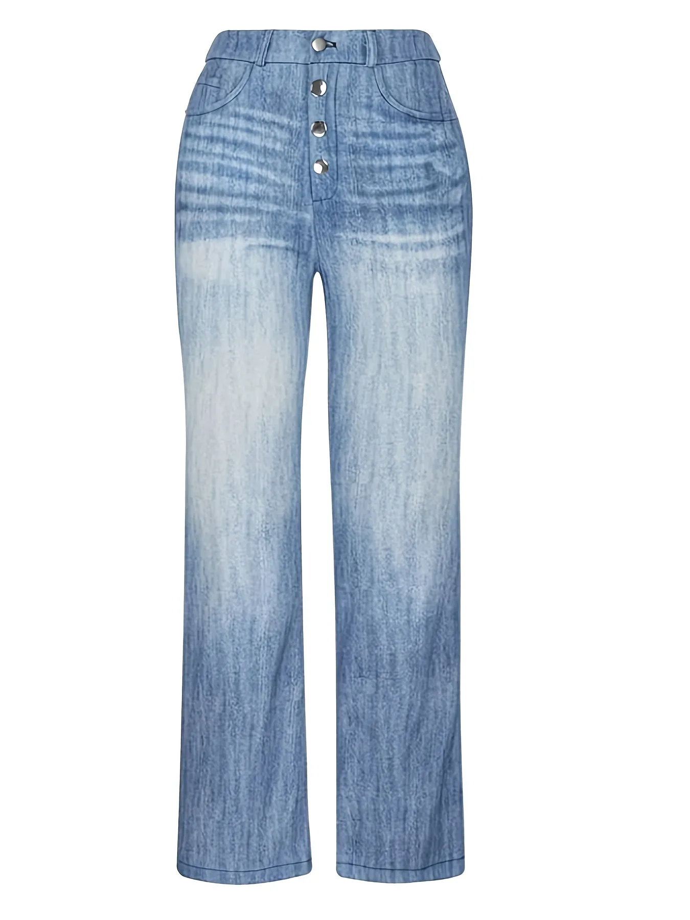 Plus Size High-Waist Flare Jeans – Bell Bottom Denim Pants