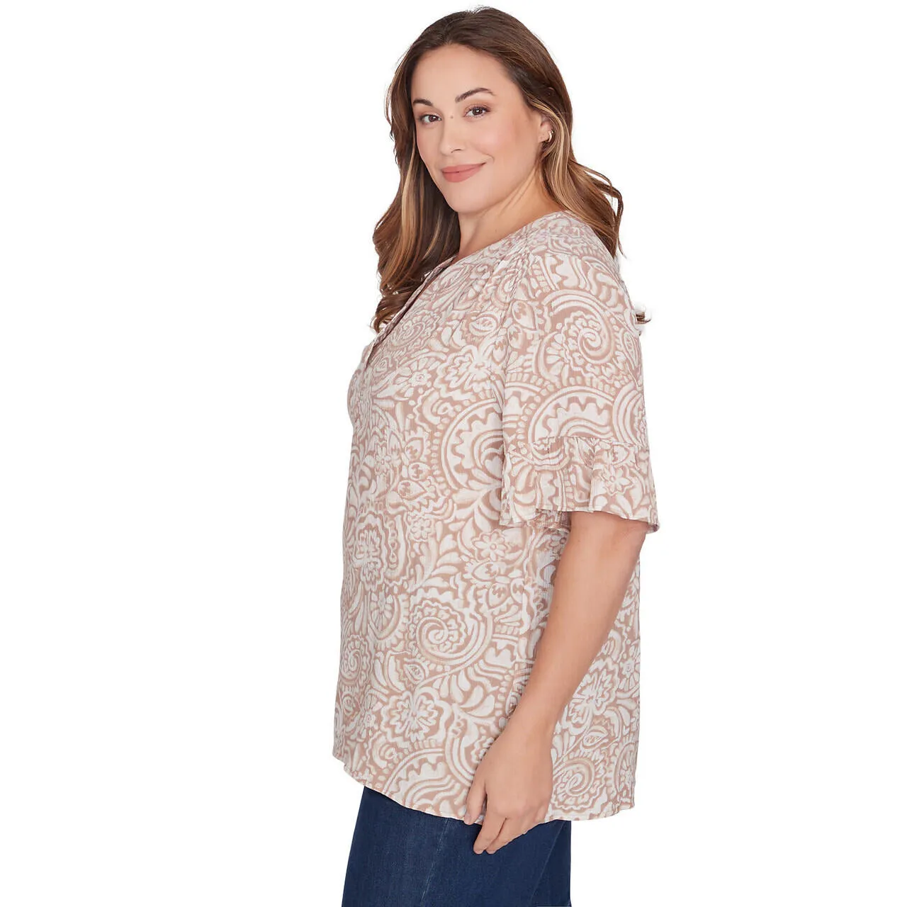 Plus Women's Printed Gauze Top - 50871
