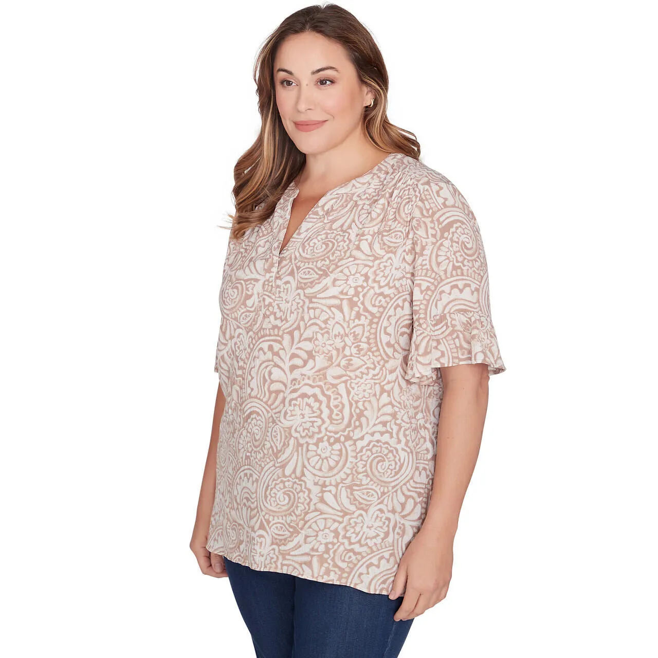 Plus Women's Printed Gauze Top - 50871