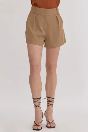 Precious Pleated Shorts - Camel