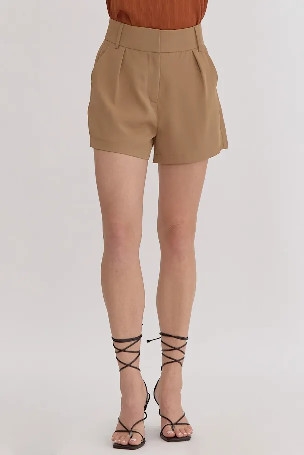 Precious Pleated Shorts - Camel