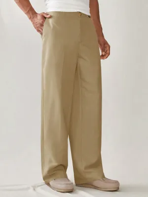 QA UrbanChill Men's Solid Color Simple Daily Woven Casual Pants