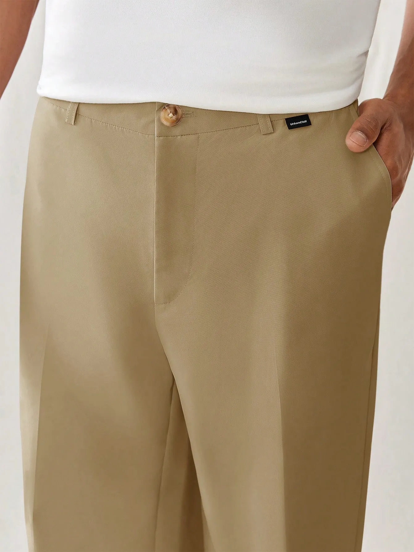 QA UrbanChill Men's Solid Color Simple Daily Woven Casual Pants