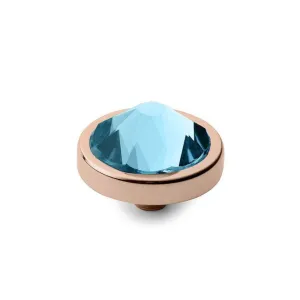 Qudo Canino 9mm Rose Gold Topper - Aquamarine