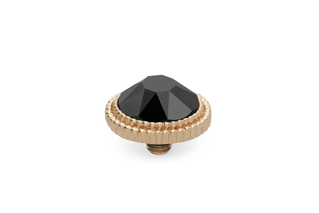 Qudo Fabero 10mm Gold Topper - Jet Hematite