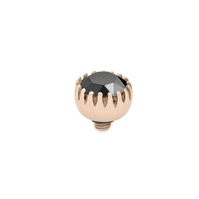 Qudo London 8mm Rose Gold Topper - Jet Hematite
