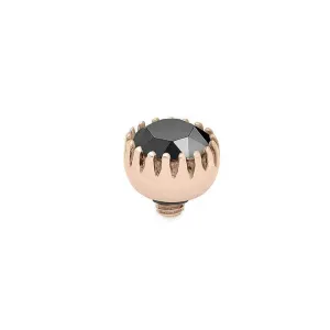 Qudo London 8mm Rose Gold Topper - Jet Hematite