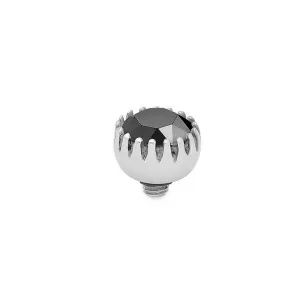 Qudo London 8mm Silver Topper - Jet Hematite