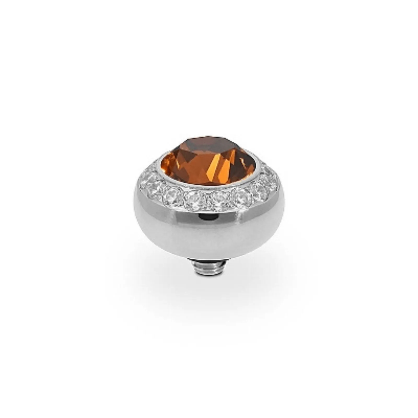 Qudo Tondo Deluxe 10mm Silver Topper - Smoked Topaz