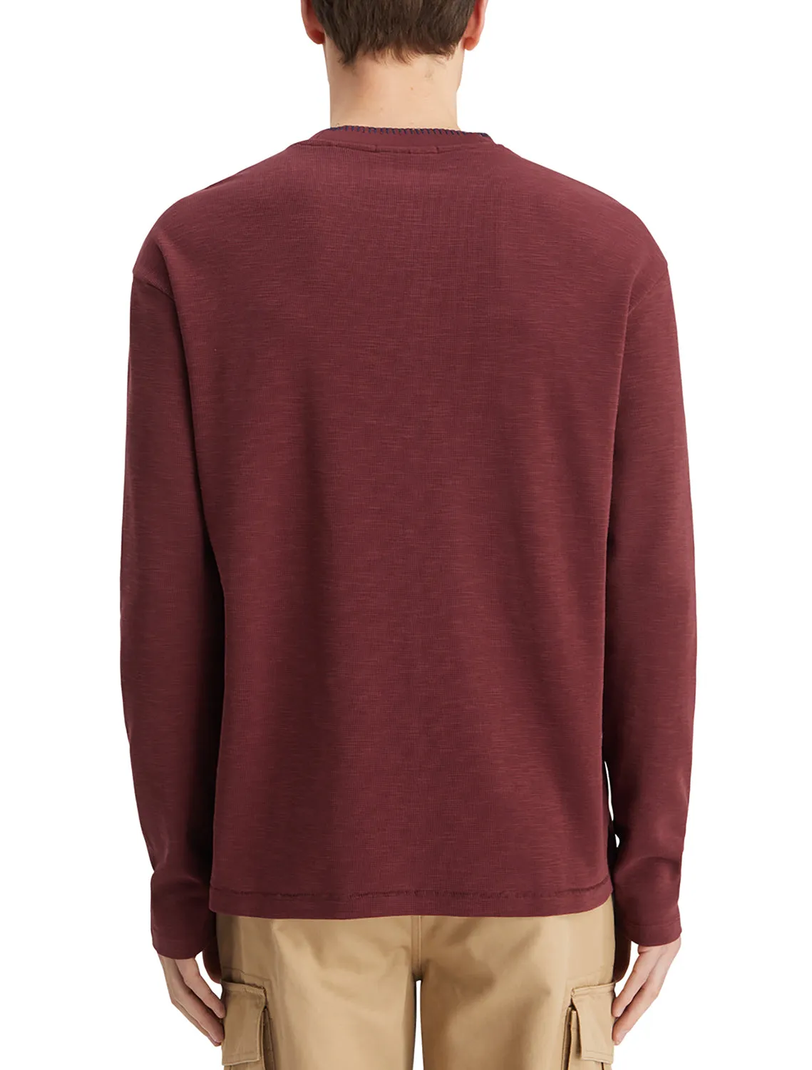 Regular Fit Long Sleeve Slub T-Shirt - Wine