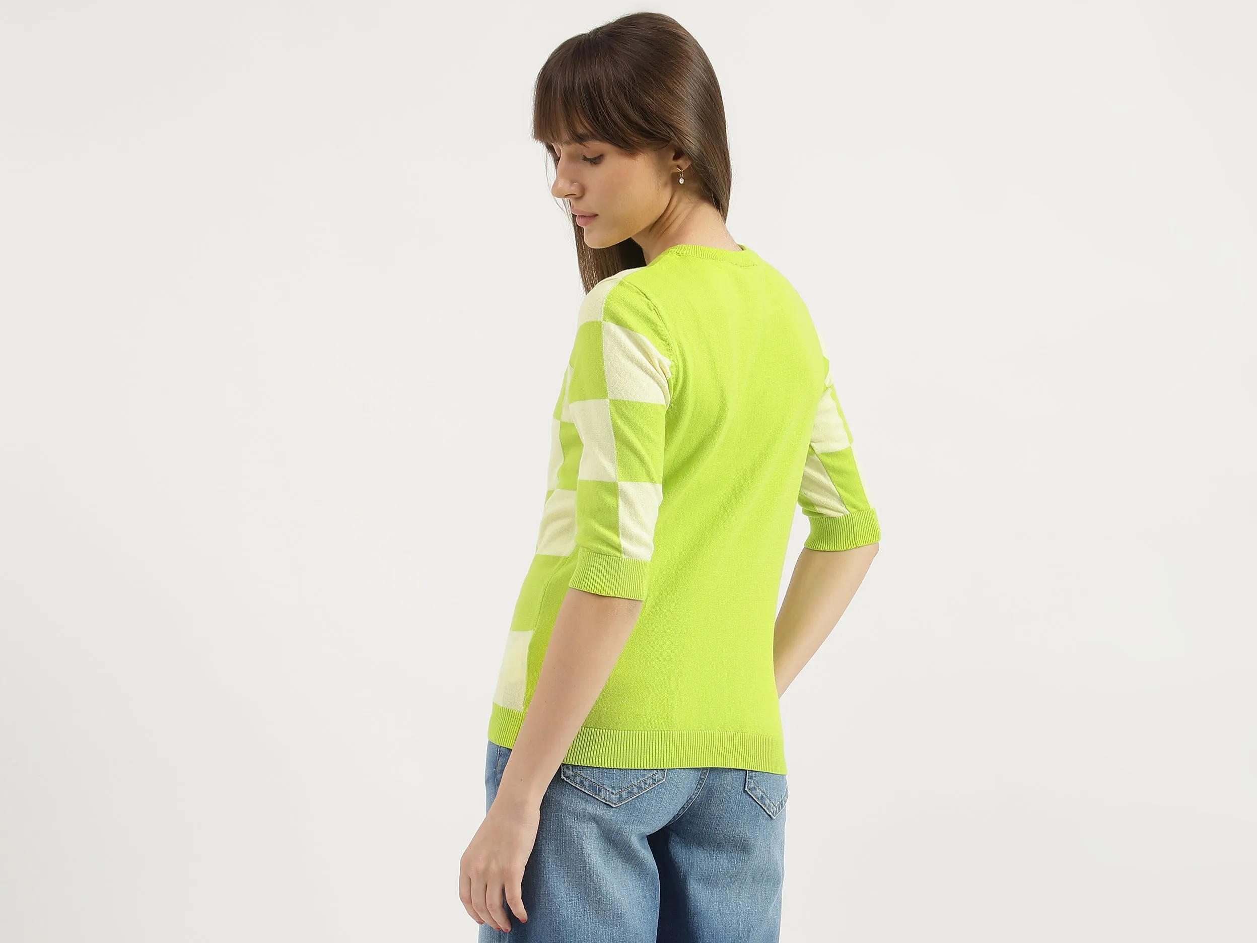 Regular Fit Round Neck Colorblock Tops