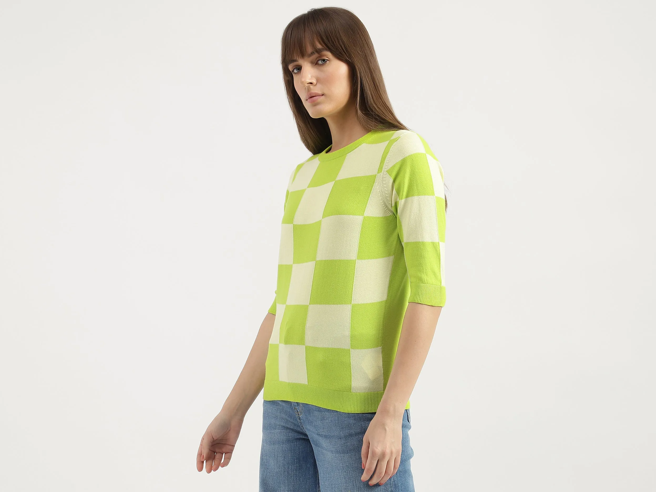 Regular Fit Round Neck Colorblock Tops