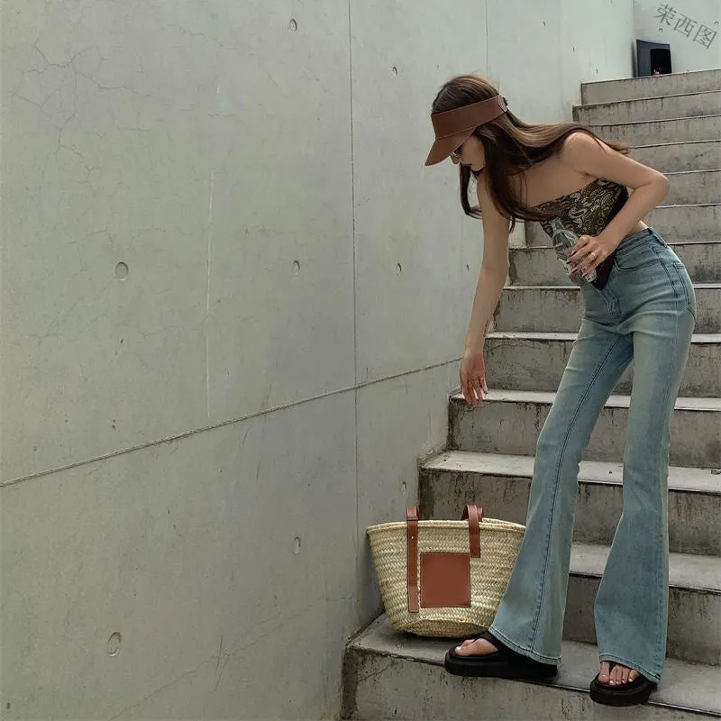 Retro Bootcut Jeans Women's Thin Section High Waist Slim Fit