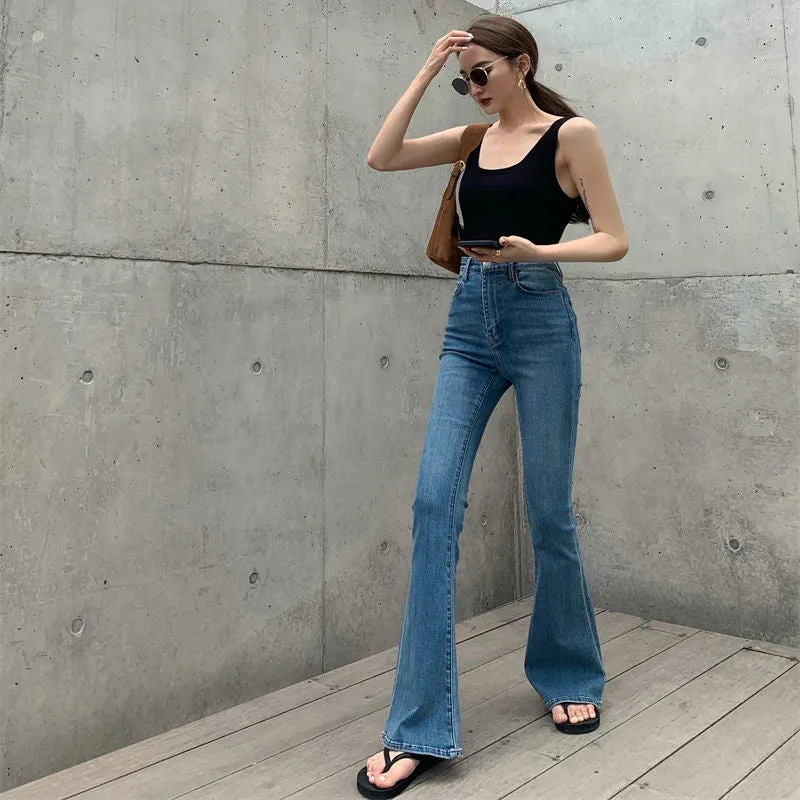Retro Bootcut Jeans Women's Thin Section High Waist Slim Fit