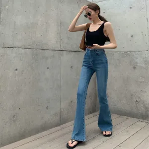 Retro Bootcut Jeans Women's Thin Section High Waist Slim Fit