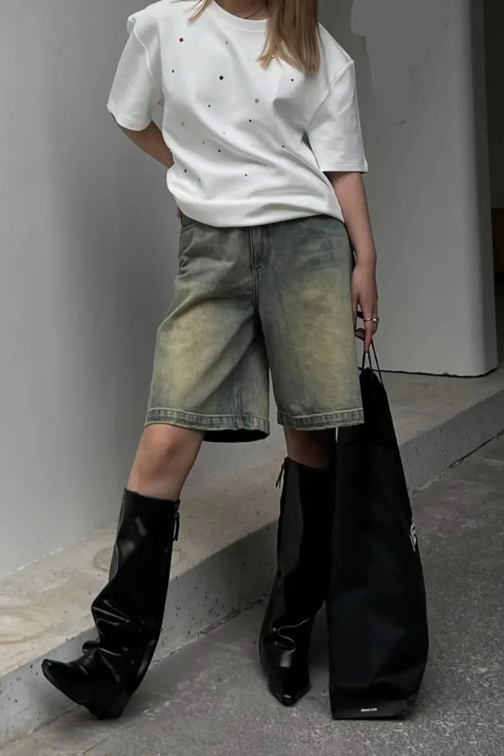 Retro Washed Color Denim Shorts