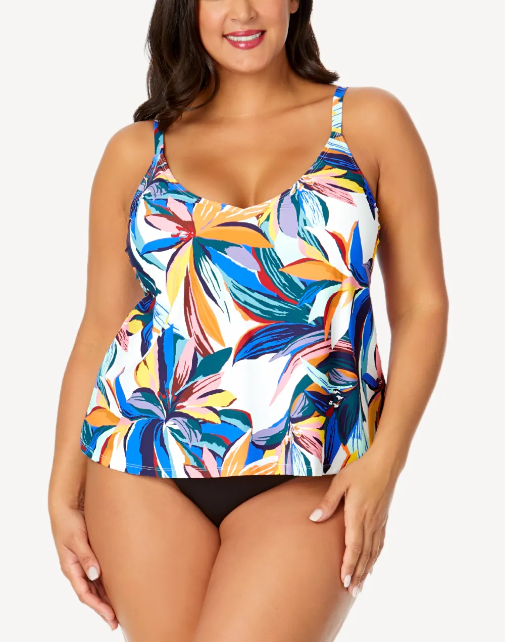 Riviera Floral Easy Triangle Plus Size Tankini Top