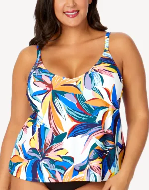 Riviera Floral Easy Triangle Plus Size Tankini Top