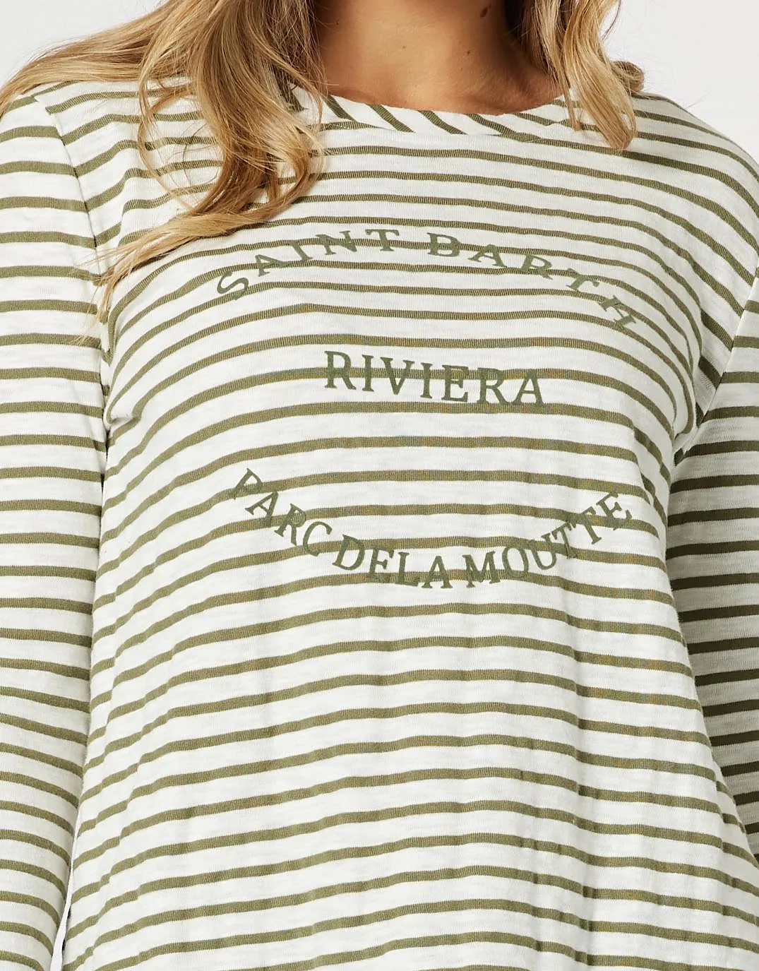 Riviera Tee - Khaki/White