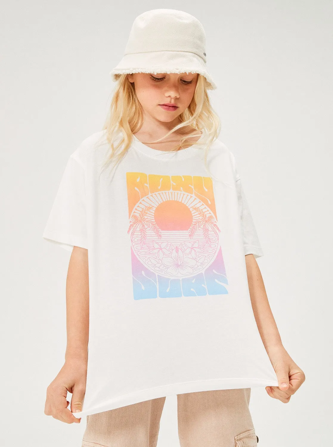 Roxy Girls Gone To California Oversize Tee - Snow White
