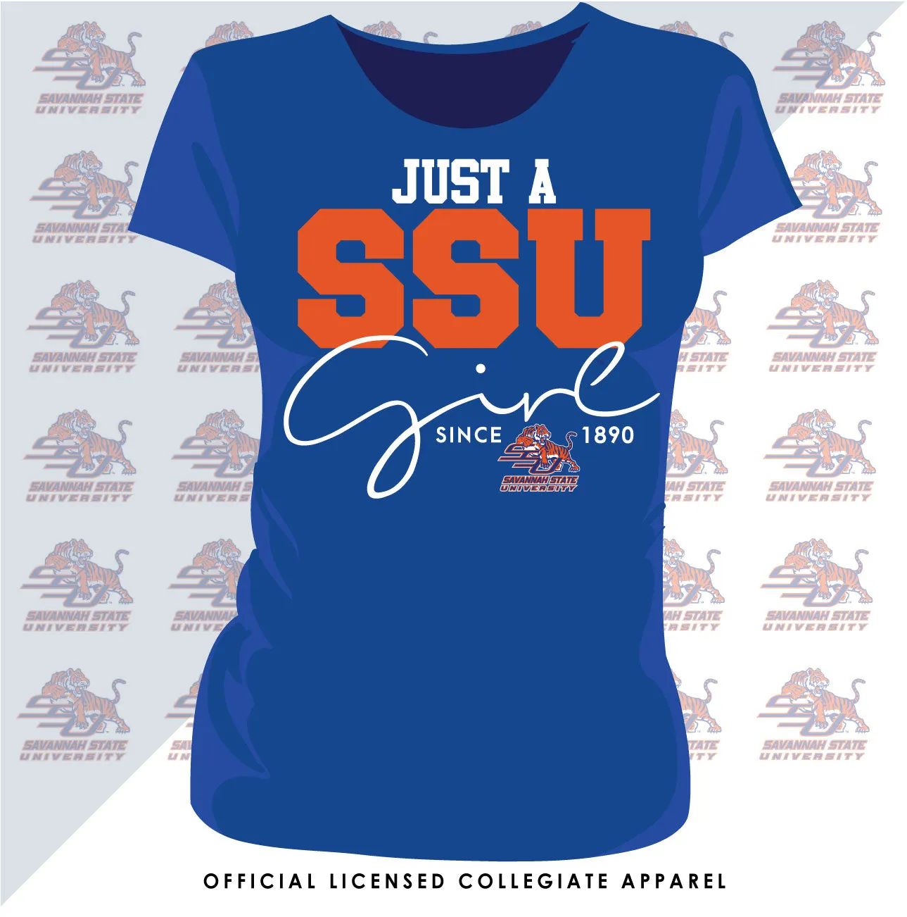 Savannah State | JUST A GIRL Royal Blue Ladies Tees (DK)