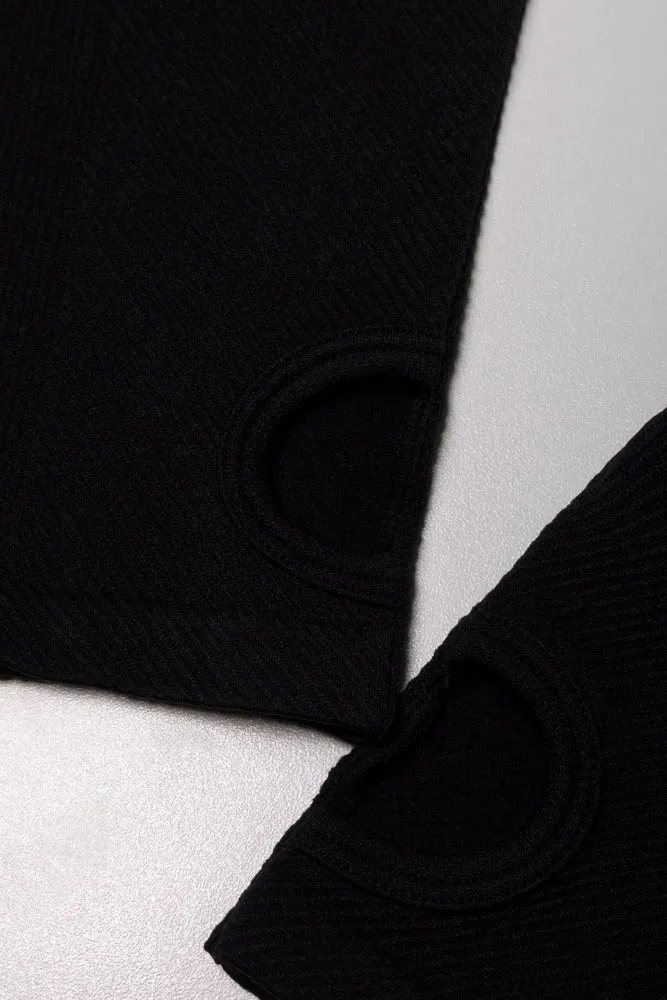 Seamless Zip Through Top Black